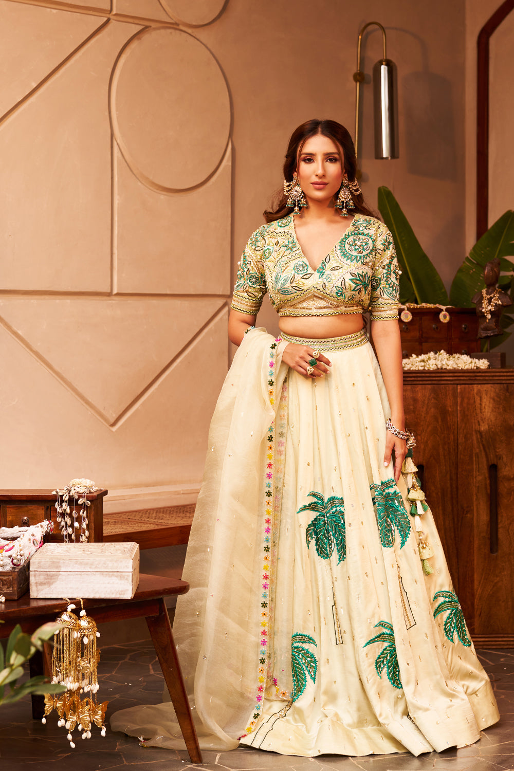 Heer Mint Green Kora Organza Embellished & Embroidered Lehenga Set
