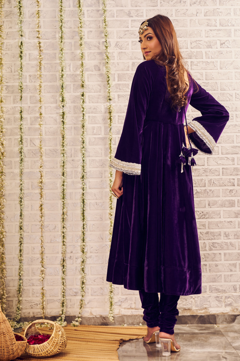 Shagna Sawarna Purple Velvet Anarkali with Churidar