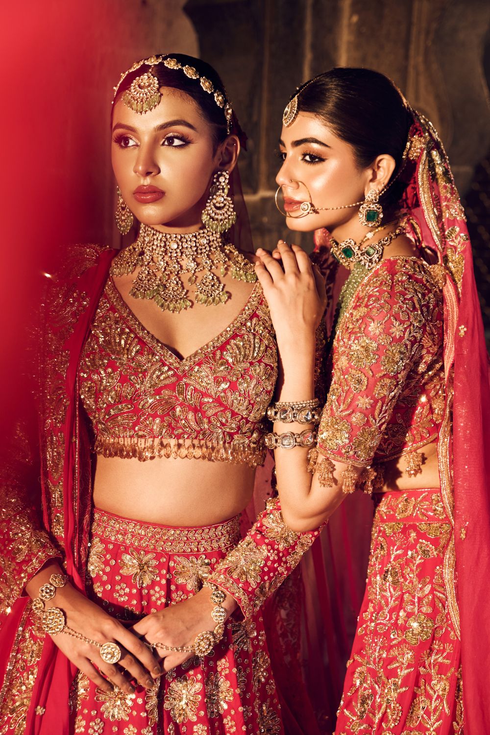 Sakina Hot Pink Satin Organza Kora Organza Lining Shanton Bridal Lehenga Set