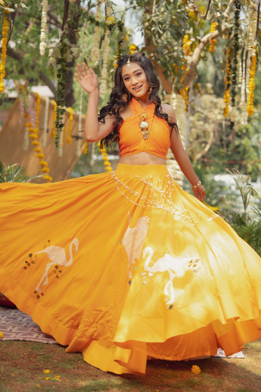 KESARIYA LEHANGA CROP TOP (6655513198775)