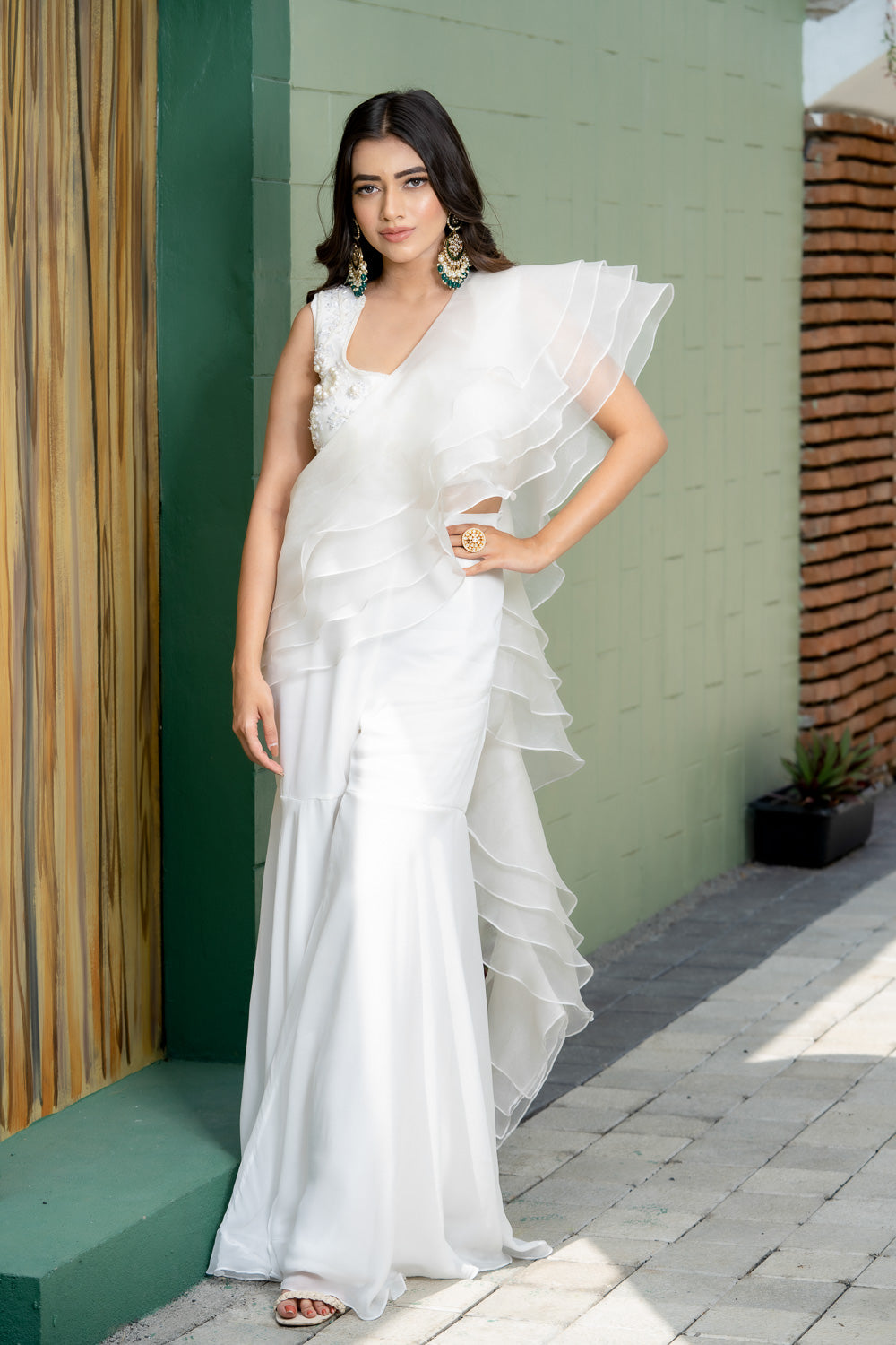 IVORY PEARL EMBELLISHED DRAPE SHARARA SET (7717680414966)