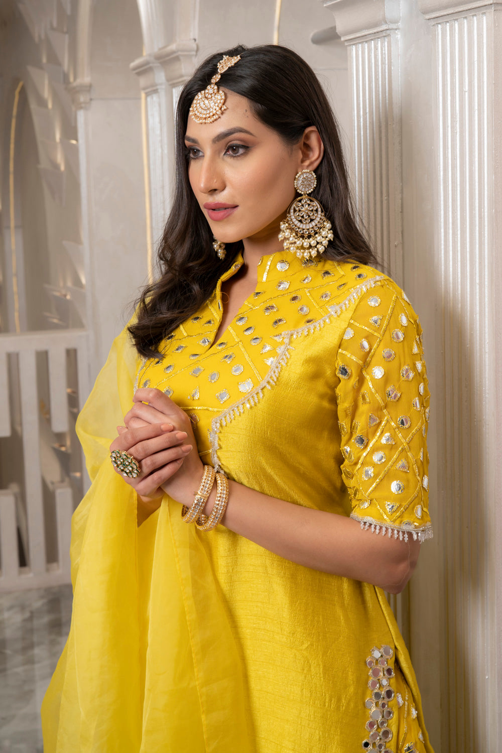 YELLOW LEATHER SHARARA SET (7531612700918)