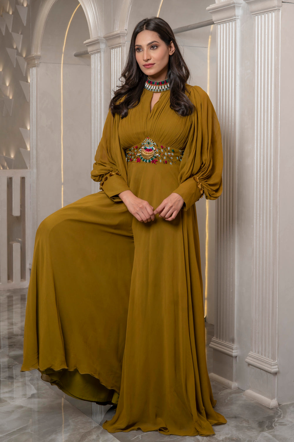 Olive Gathered Jumpsuit (7526949880054)