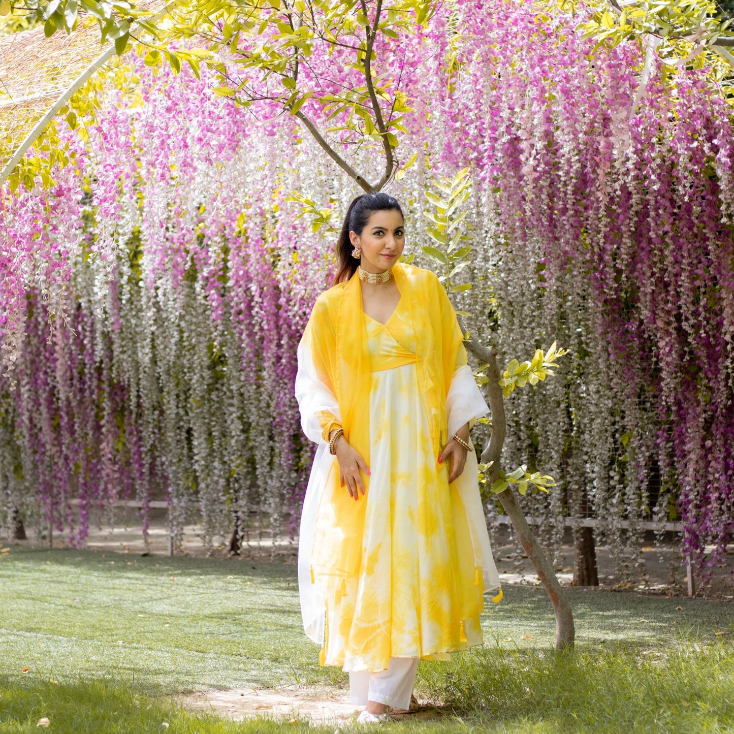 Yellow Angrakha Tie Dye Suit Set (6967580524727)