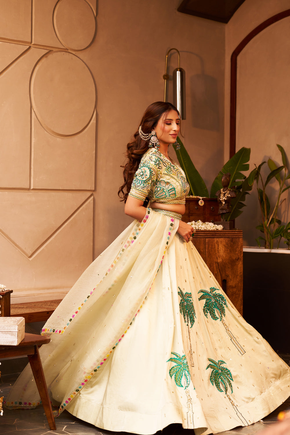 Heer Mint Green Kora Organza Embellished & Embroidered Lehenga Set