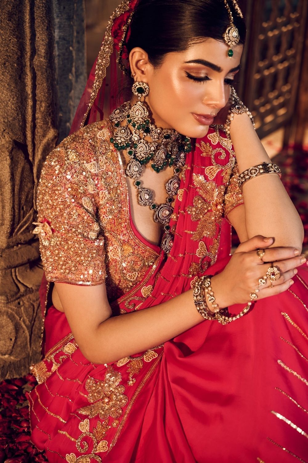 Zubeida Magenta Pink Crepe Saree With Blouse