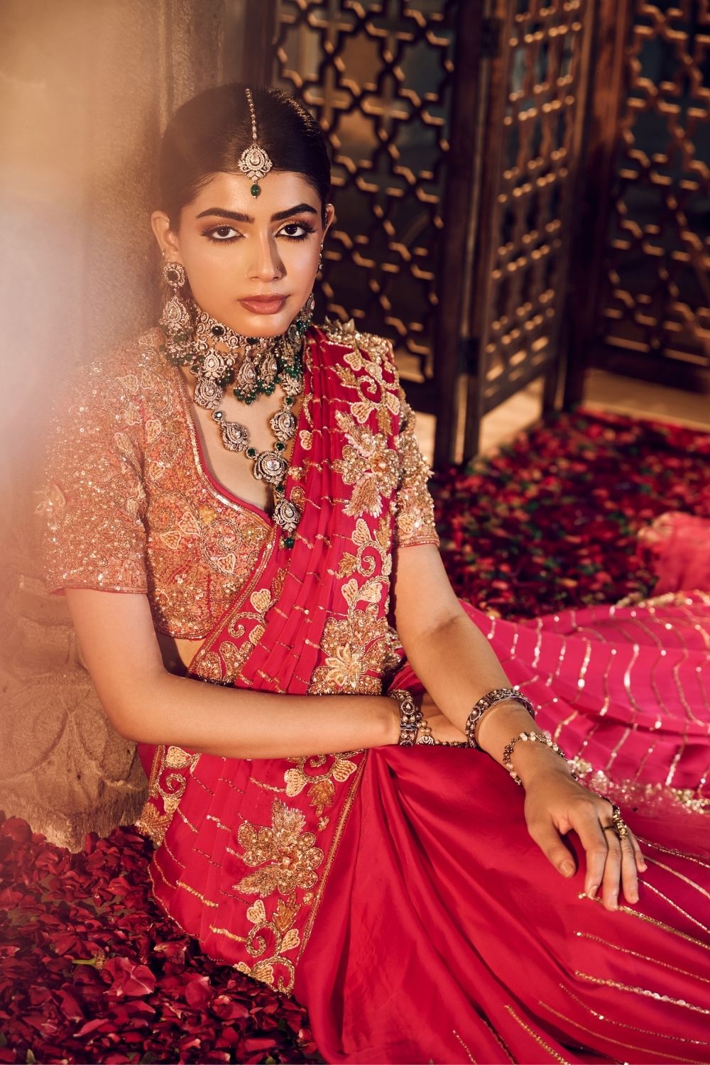 Zubeida Magenta Pink Crepe Saree With Blouse