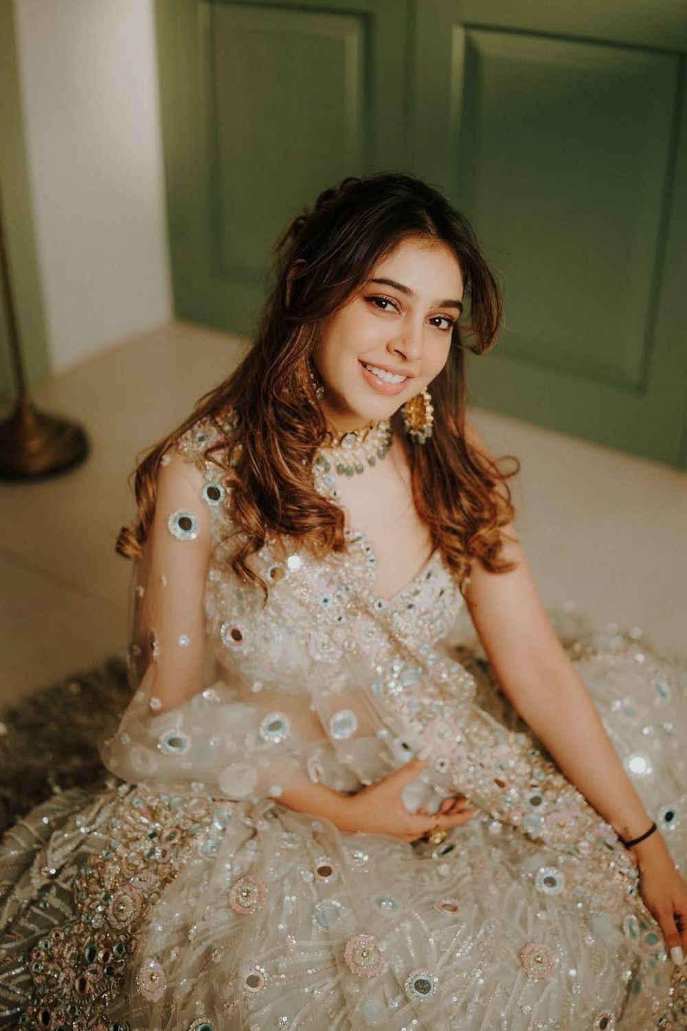 Niti Taylor Proserpina Blush Pink Embellished Kora Organza Lehenga and Blouse with Dupatta