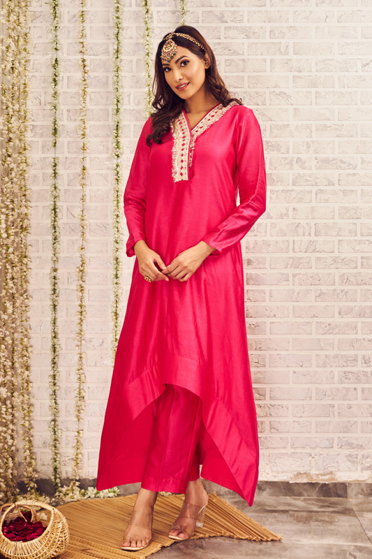 Shagna Di Nazakat Chanderi Kurti with Pants Set