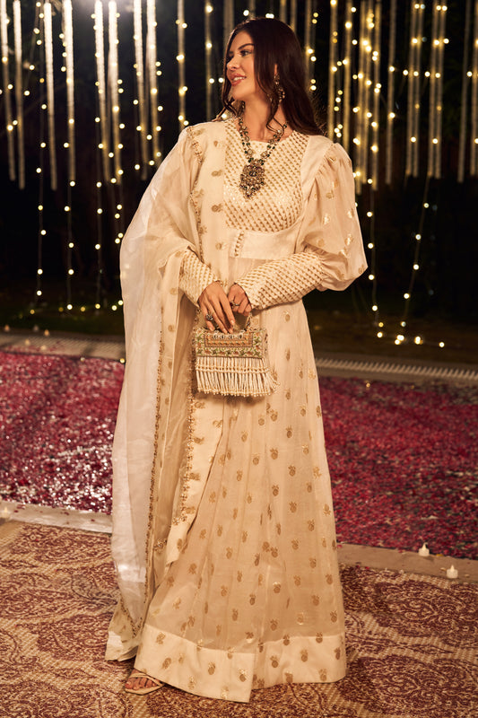 IVORY BANARASI ANARKALI (8155430486262)