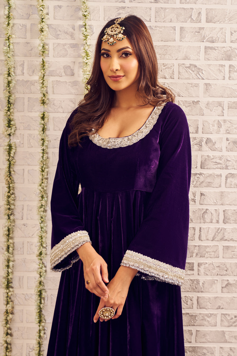 Shagna Sawarna Purple Velvet Anarkali with Churidar