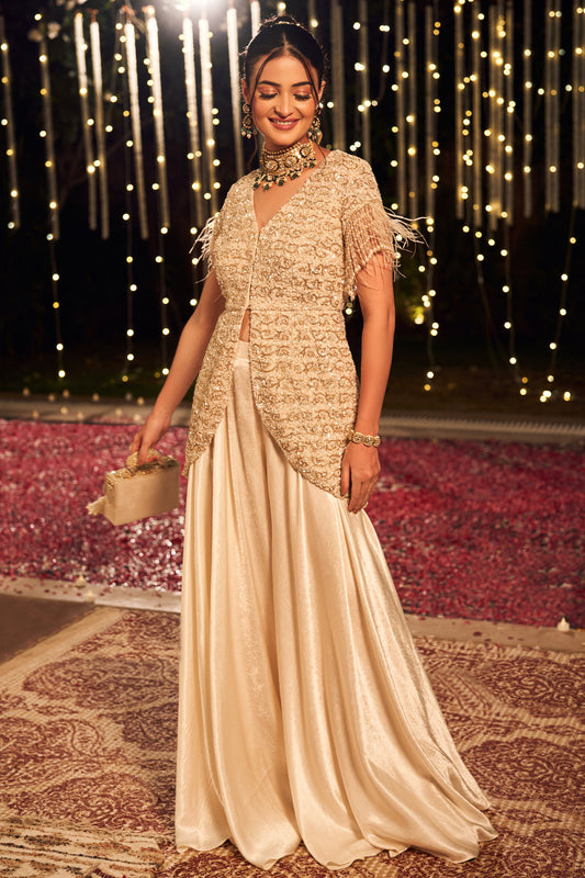 IVORY PEPLUM WITH FLARED PANTS (8155399586038)