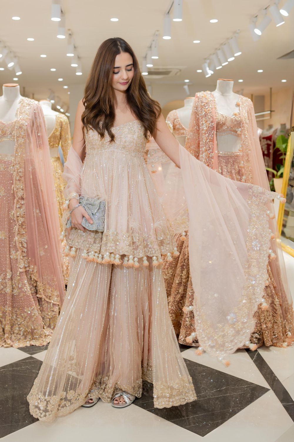 Anushka Mehra in Blush Pink Peplum with Sharara