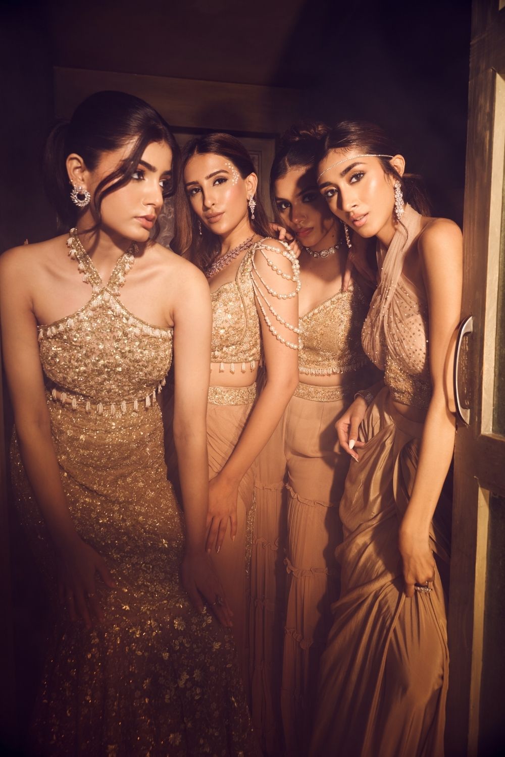 Opaline Crepe Fishcut Skirt with Net Blouse