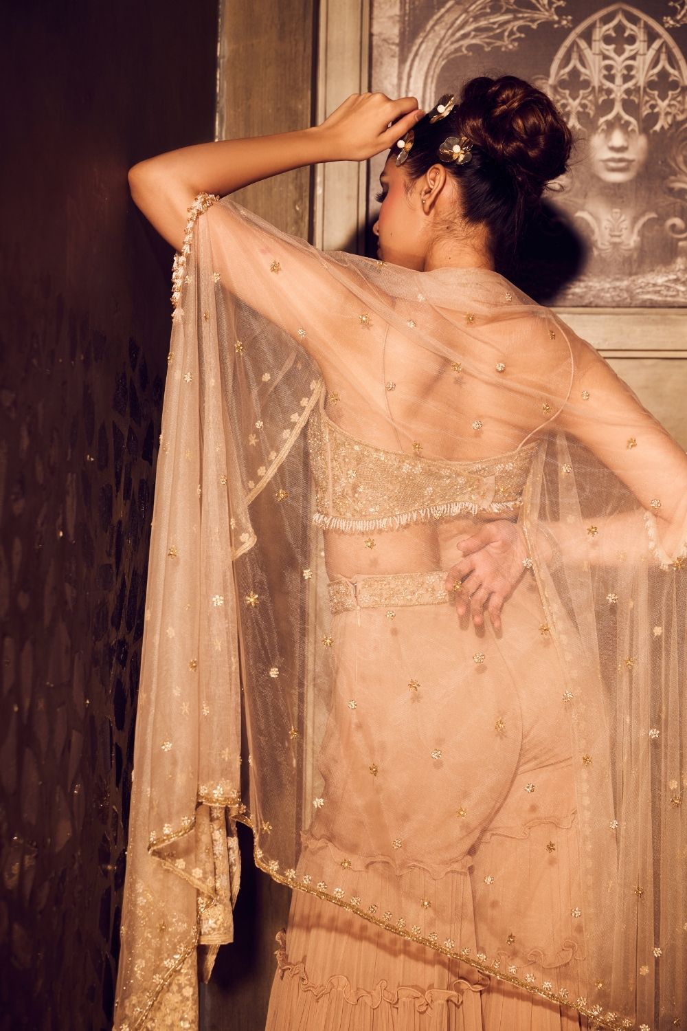 Maris Georgette Layered Garara with Net Bustier and Cape