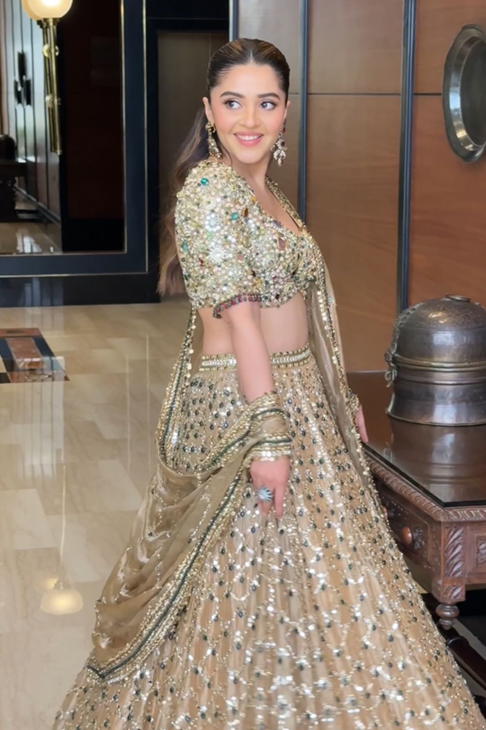 Isha Multani in Emerald Eclipse Lehenga and Customised Blouse