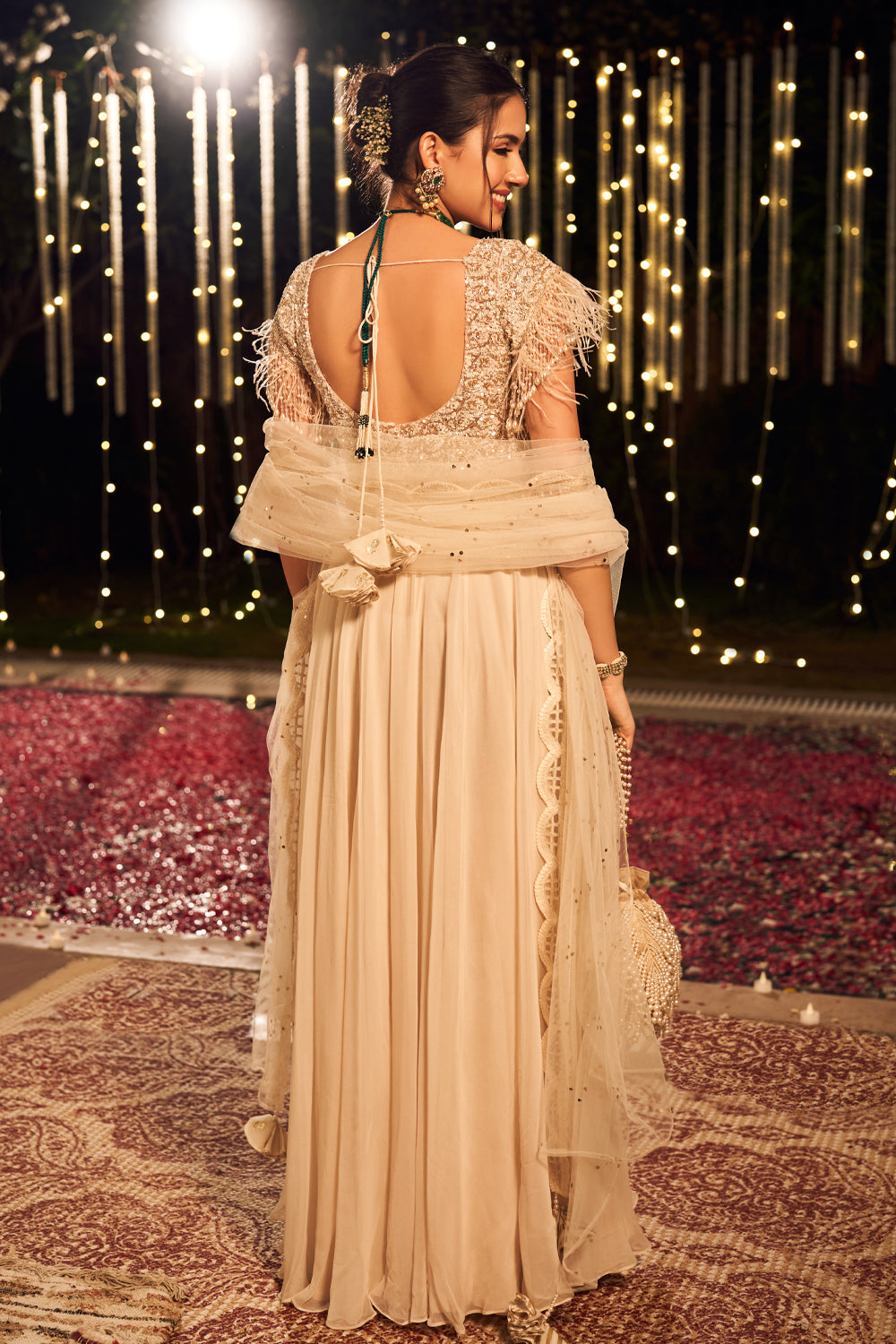 IVORY FEATHER ANARKALI (8154781155574)