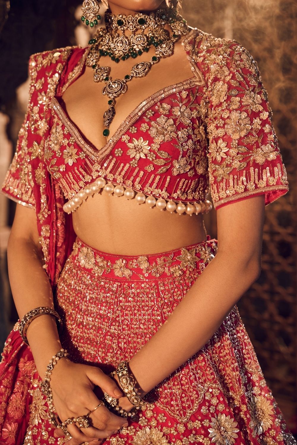 Jahanara Hot Pink Kora Organza Lining Shantoon Sequence Cutdana Bridal Lehenga Set