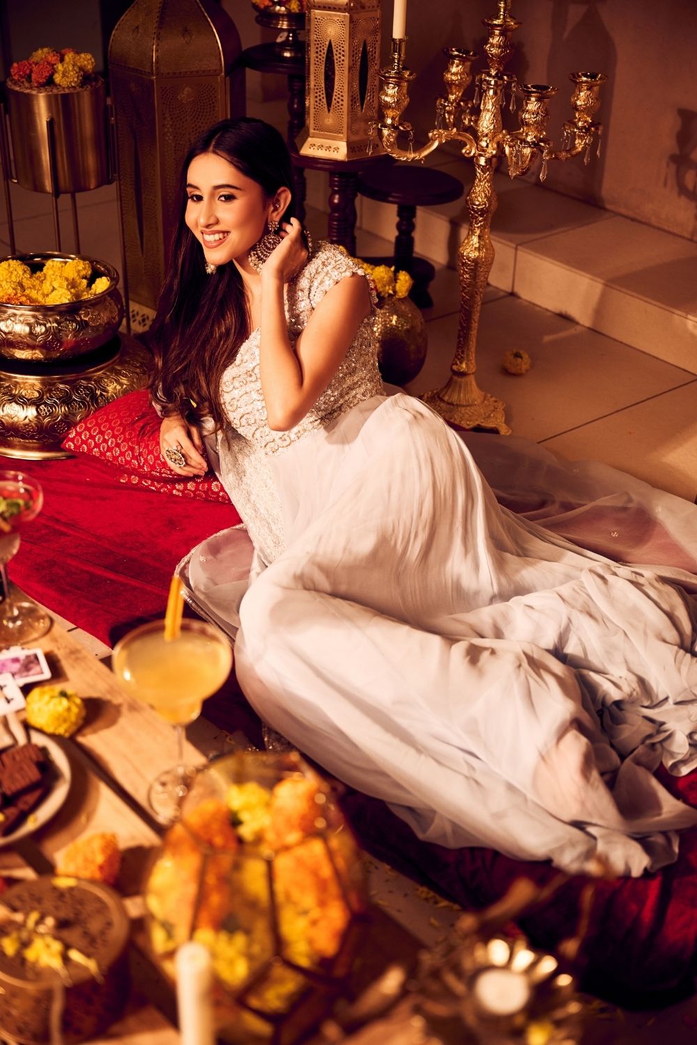 Ivory Song Lilac Georgette Kora Embellished Anarkali with Dupatta