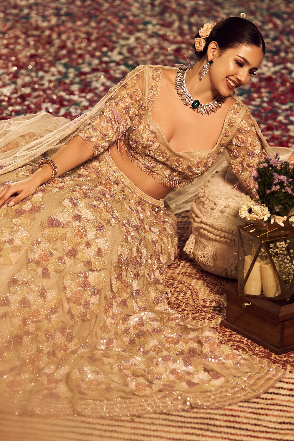 Champagne Luxe Lehenga (8158685692150)