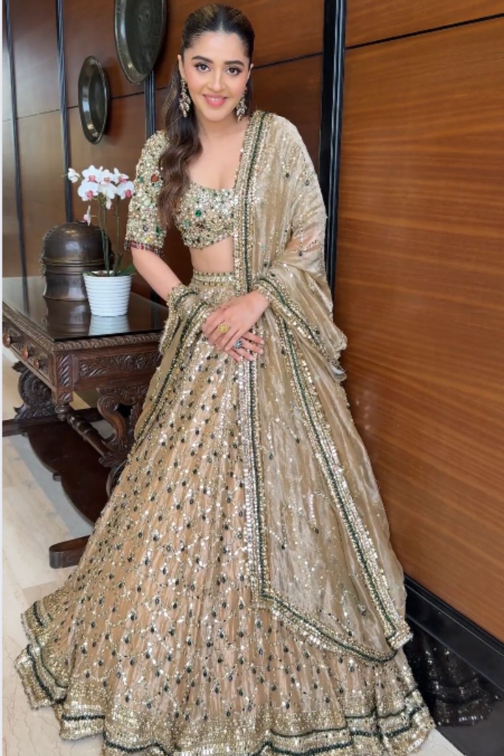 Isha Multani in Emerald Eclipse Lehenga and Customised Blouse