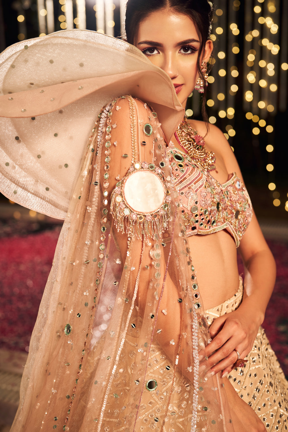 MIRROR MULTICOLORED FLAP LEHENGA (8154801897718)