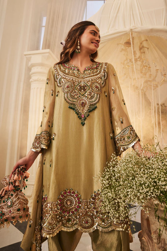 Moonlit Mint Hand Embroidered Tissue Suit Set