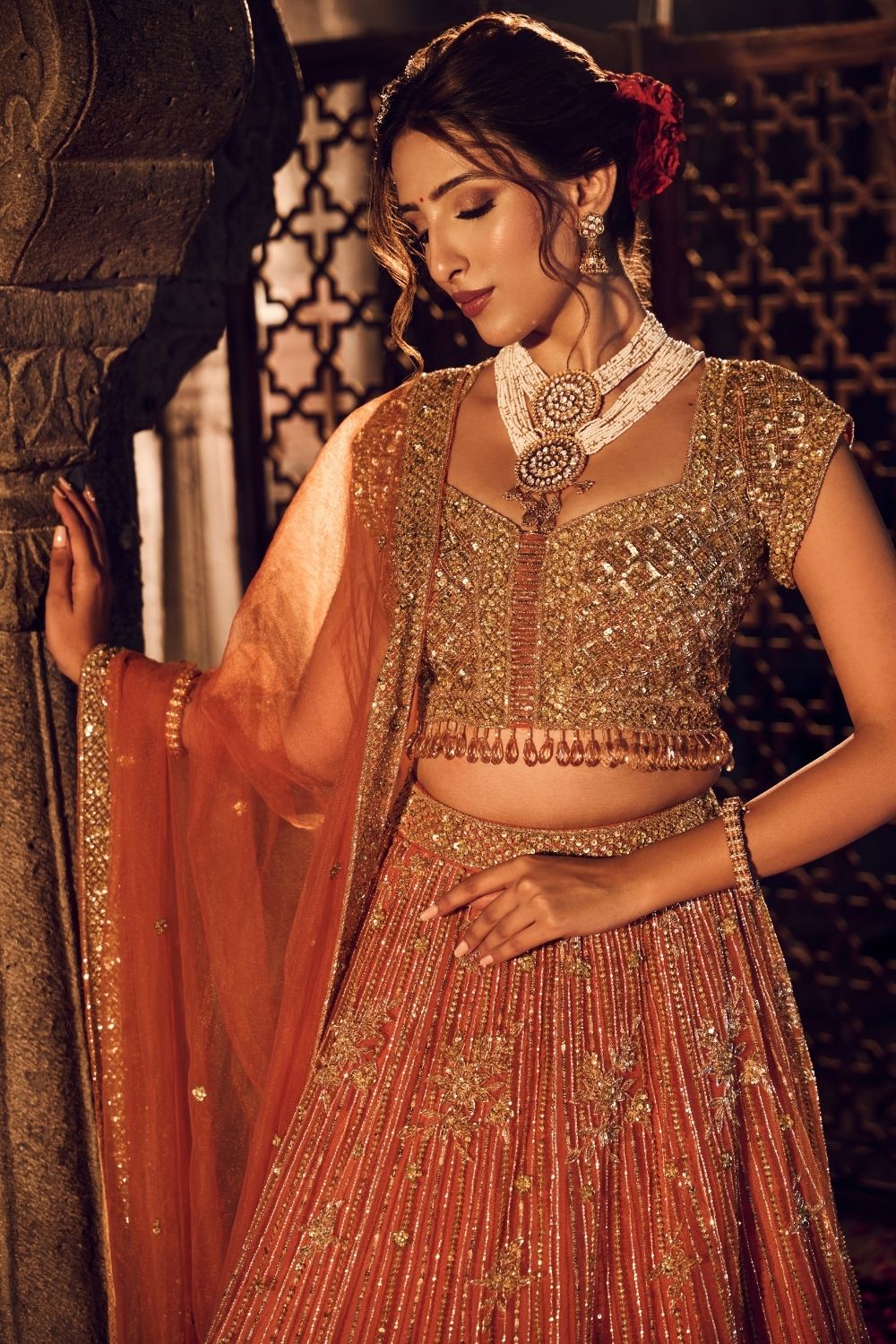 Noor Jahan Net Lining Shantoon Bridal Lehenga Set