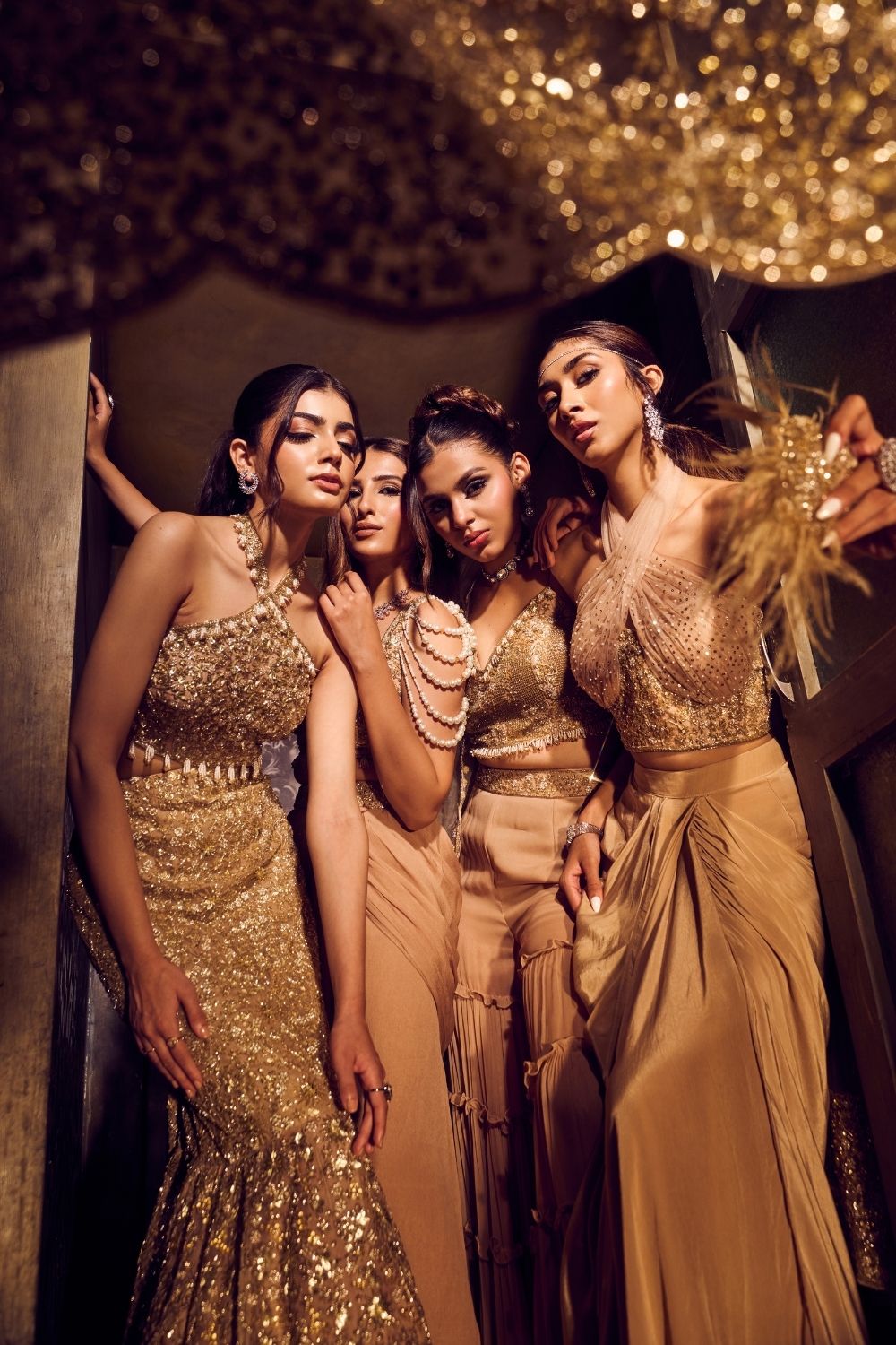 Maris Georgette Layered Garara with Net Bustier and Cape