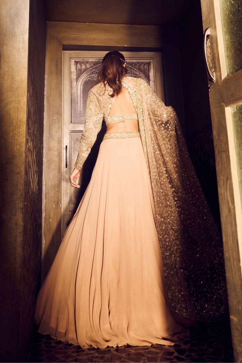 Calypso Golden Net Bridal Lehenga Set