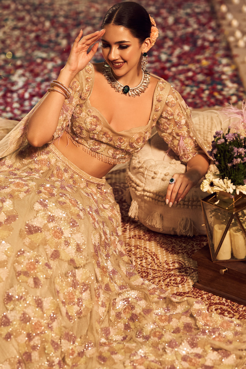 Champagne Luxe Lehenga (8158685692150)