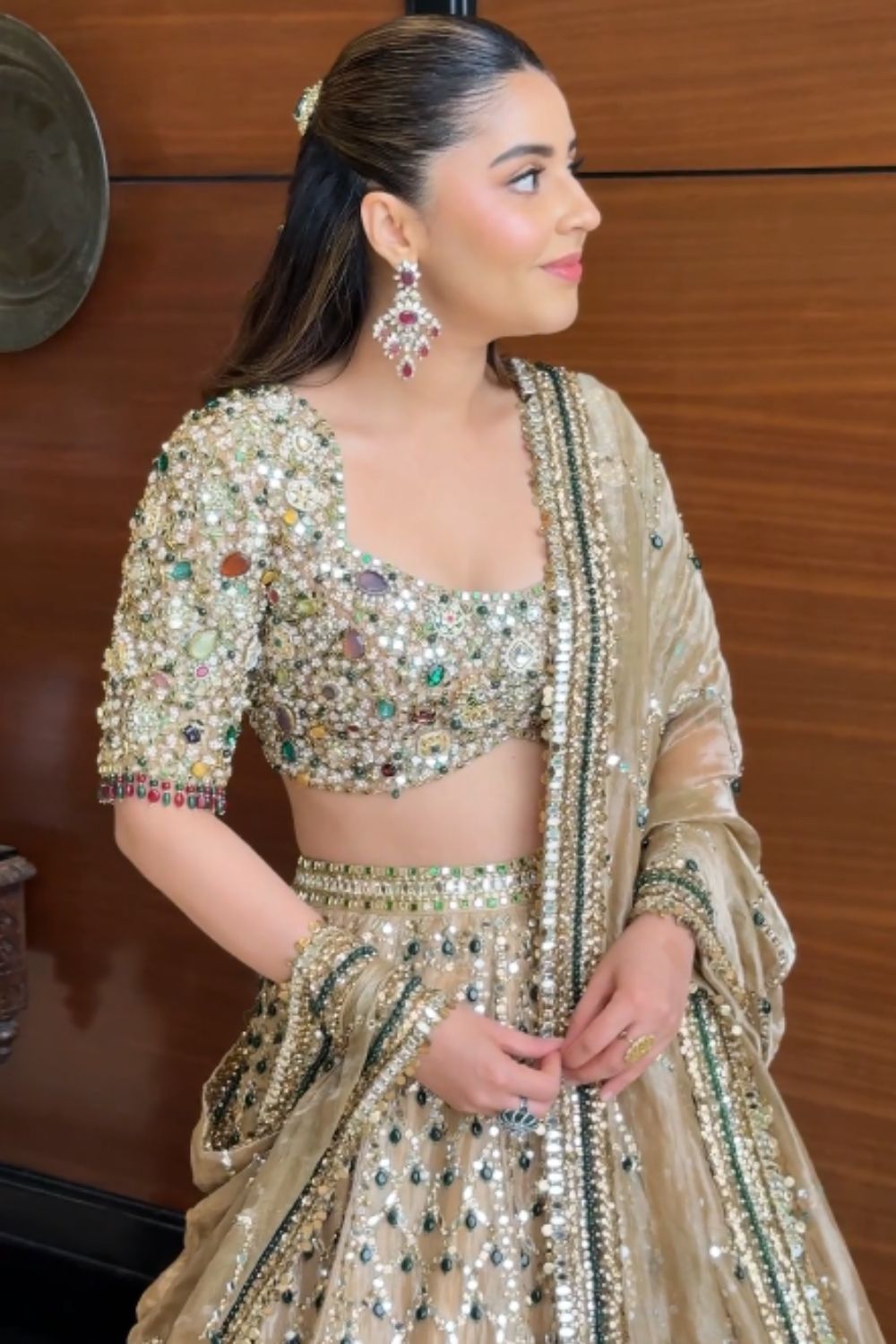 Isha Multani in Emerald Eclipse Lehenga and Customised Blouse
