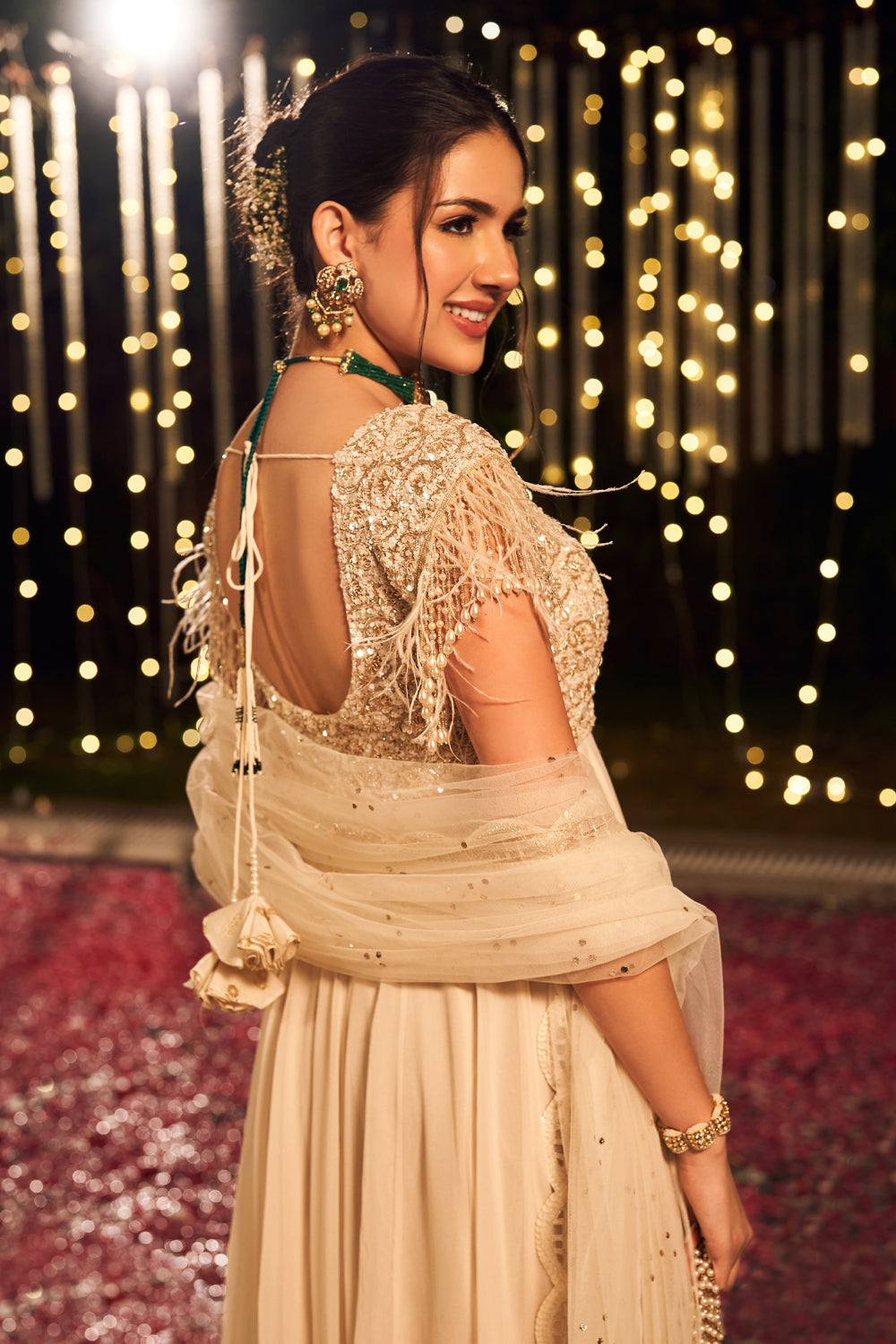IVORY FEATHER ANARKALI (8154781155574)