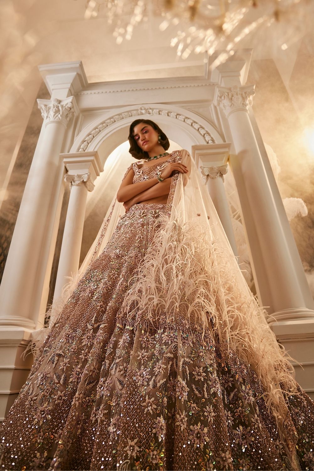 Venus Lilac Embellished Net Lehenga and Blouse with Dupatta