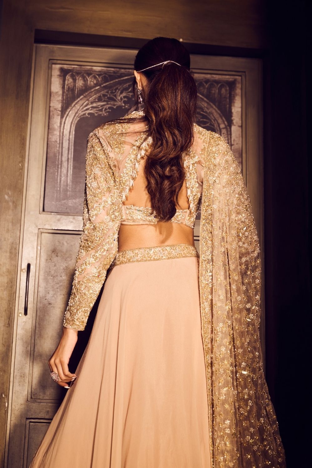 Calypso Golden Net Bridal Lehenga Set