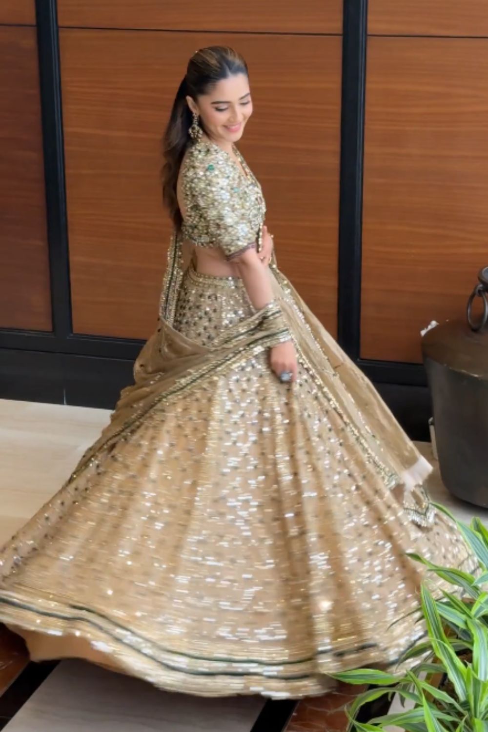 Isha Multani in Emerald Eclipse Lehenga and Customised Blouse