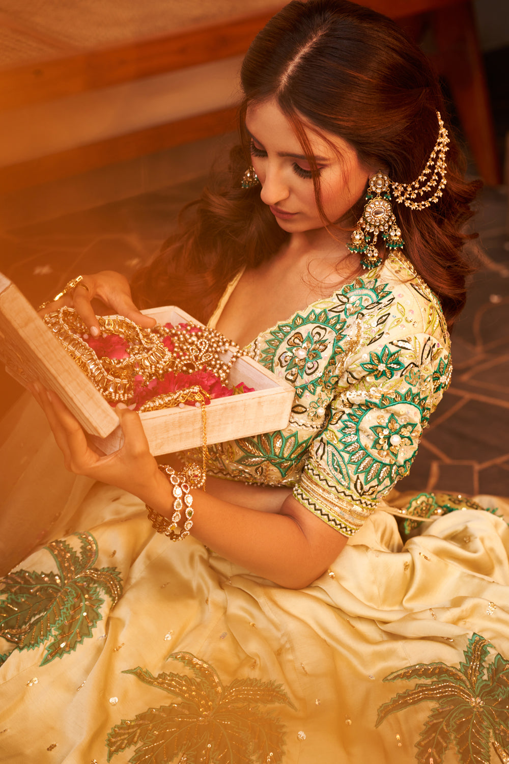 Heer Mint Green Kora Organza Embellished & Embroidered Lehenga Set