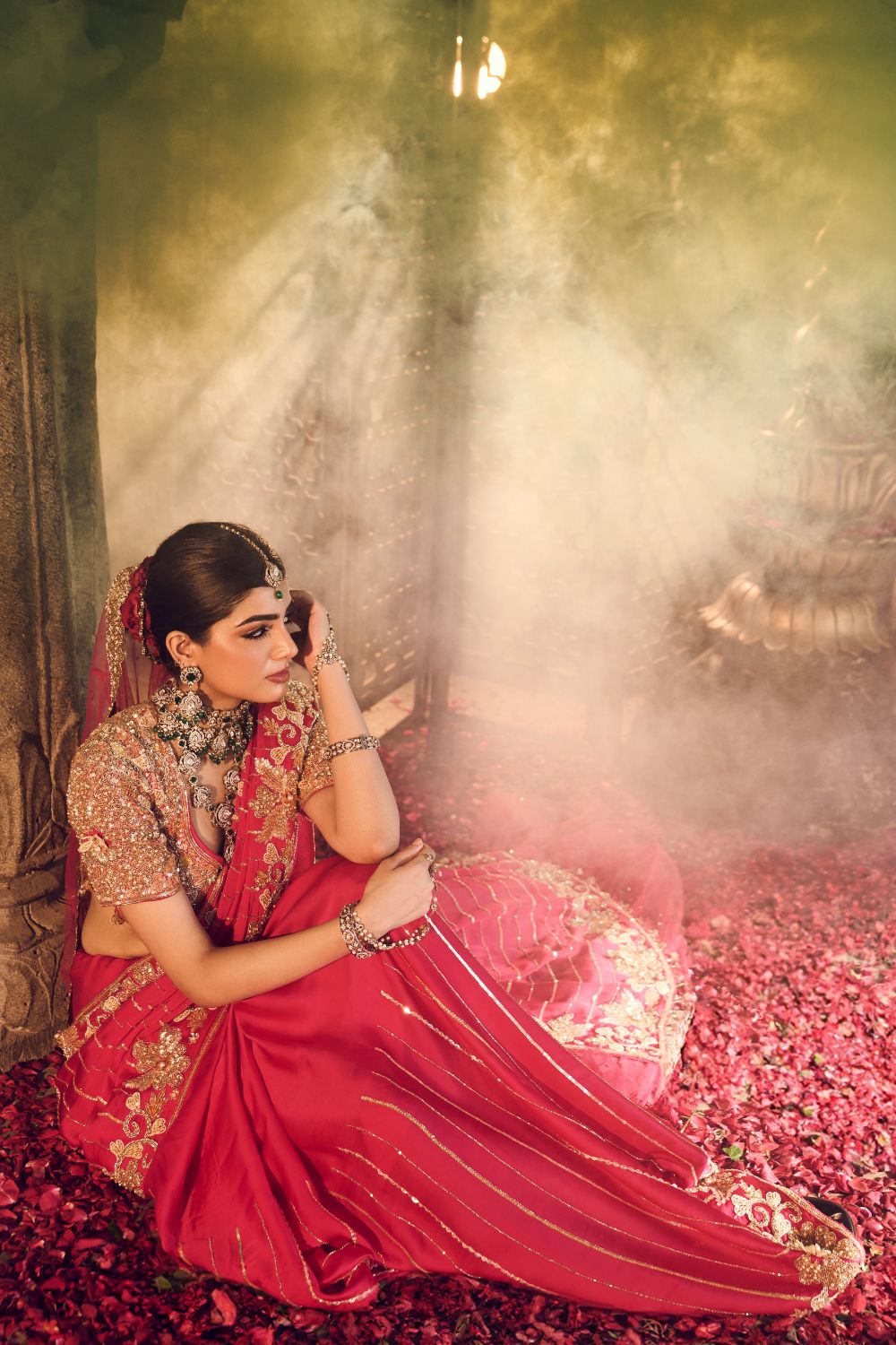 Zubeida Magenta Pink Crepe Saree With Blouse