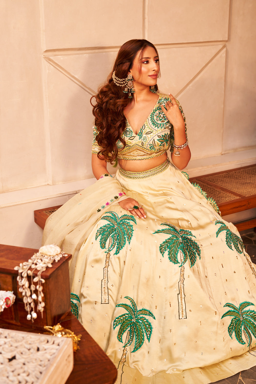 Heer Mint Green Kora Organza Embellished & Embroidered Lehenga Set