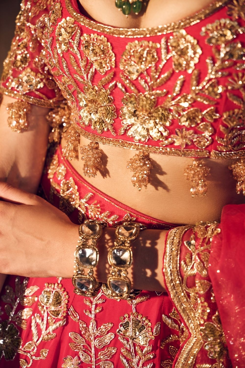 Sakina Hot Pink Satin Organza Kora Organza Lining Shanton Bridal Lehenga Set