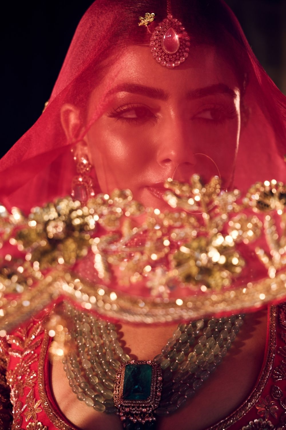 Sakina Hot Pink Satin Organza Kora Organza Lining Shanton Bridal Lehenga Set