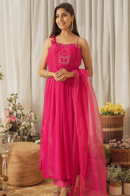 HOT PINK FIGURE KURTA SET (6928888168631)