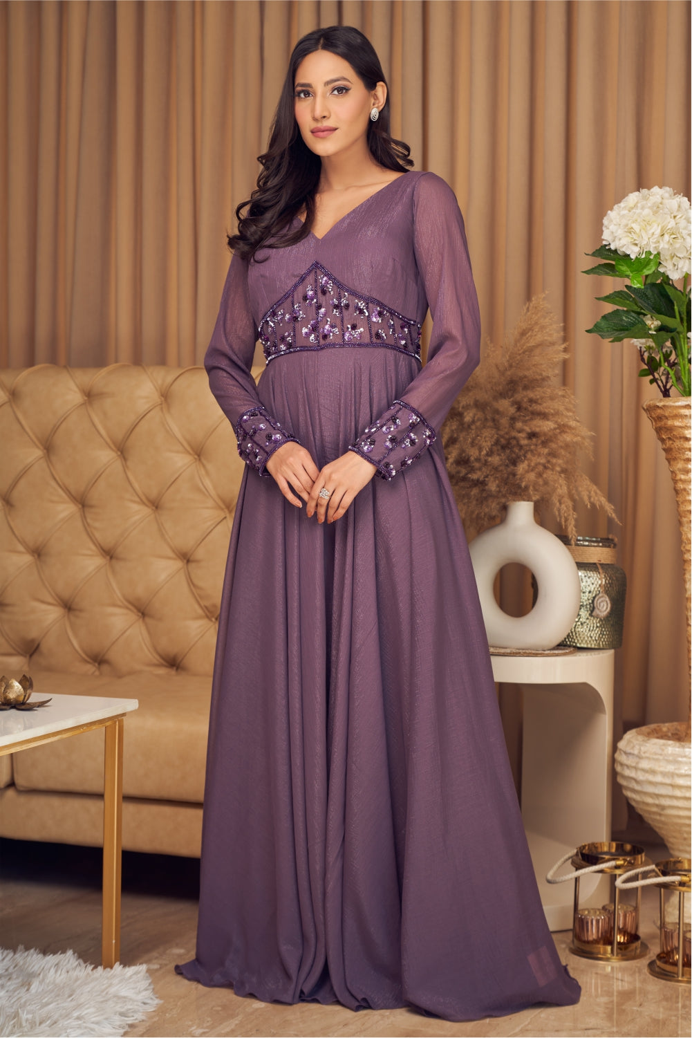 Purple Shimmer Jumpsuit With Embellishments (7960726044918)