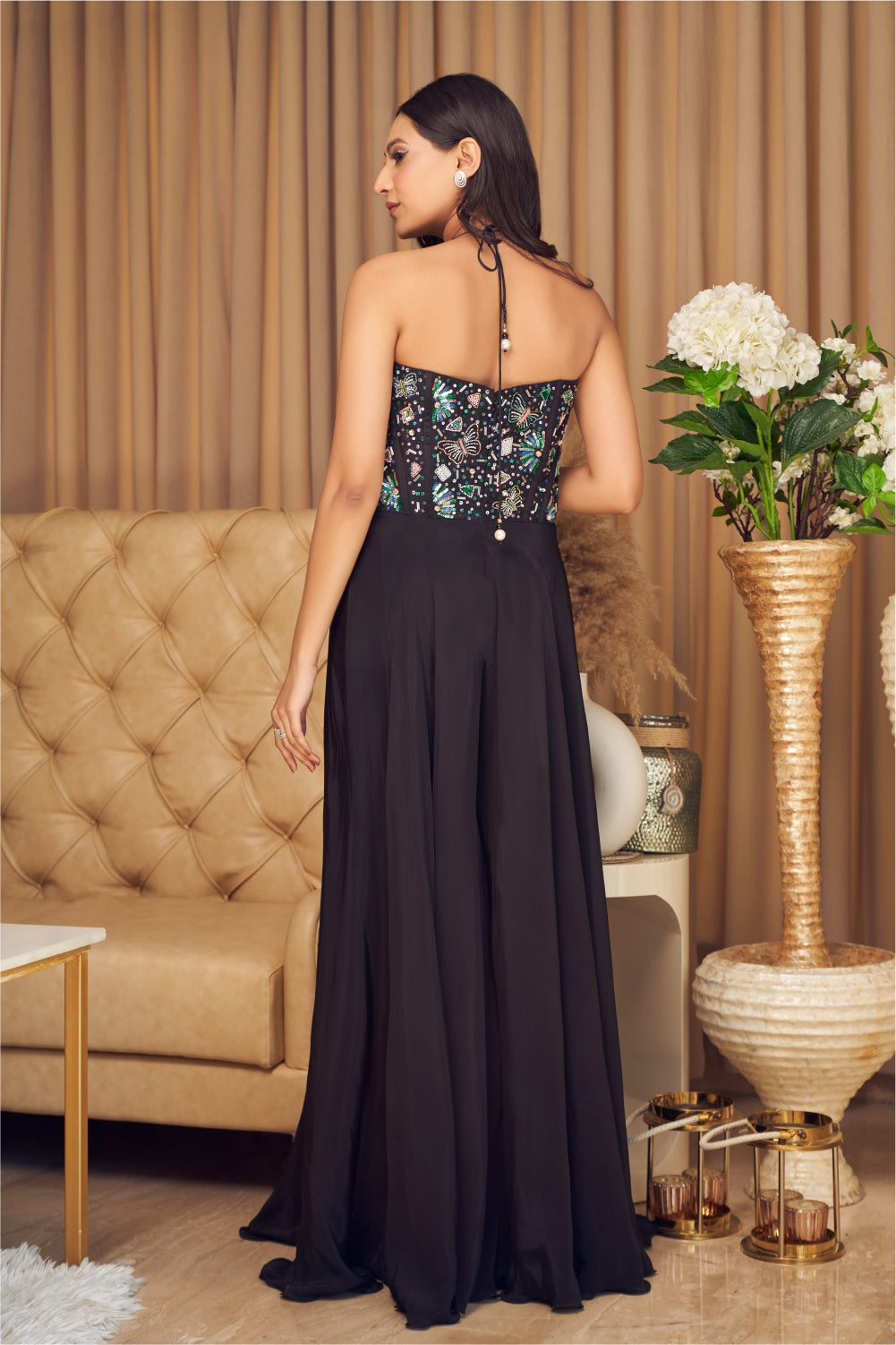 Black Jumpsuit with Embellished Front (7960722276598)