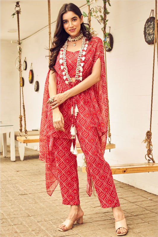 Boho Bandhej Shell Embellished Co-ord Set (8007392624886)