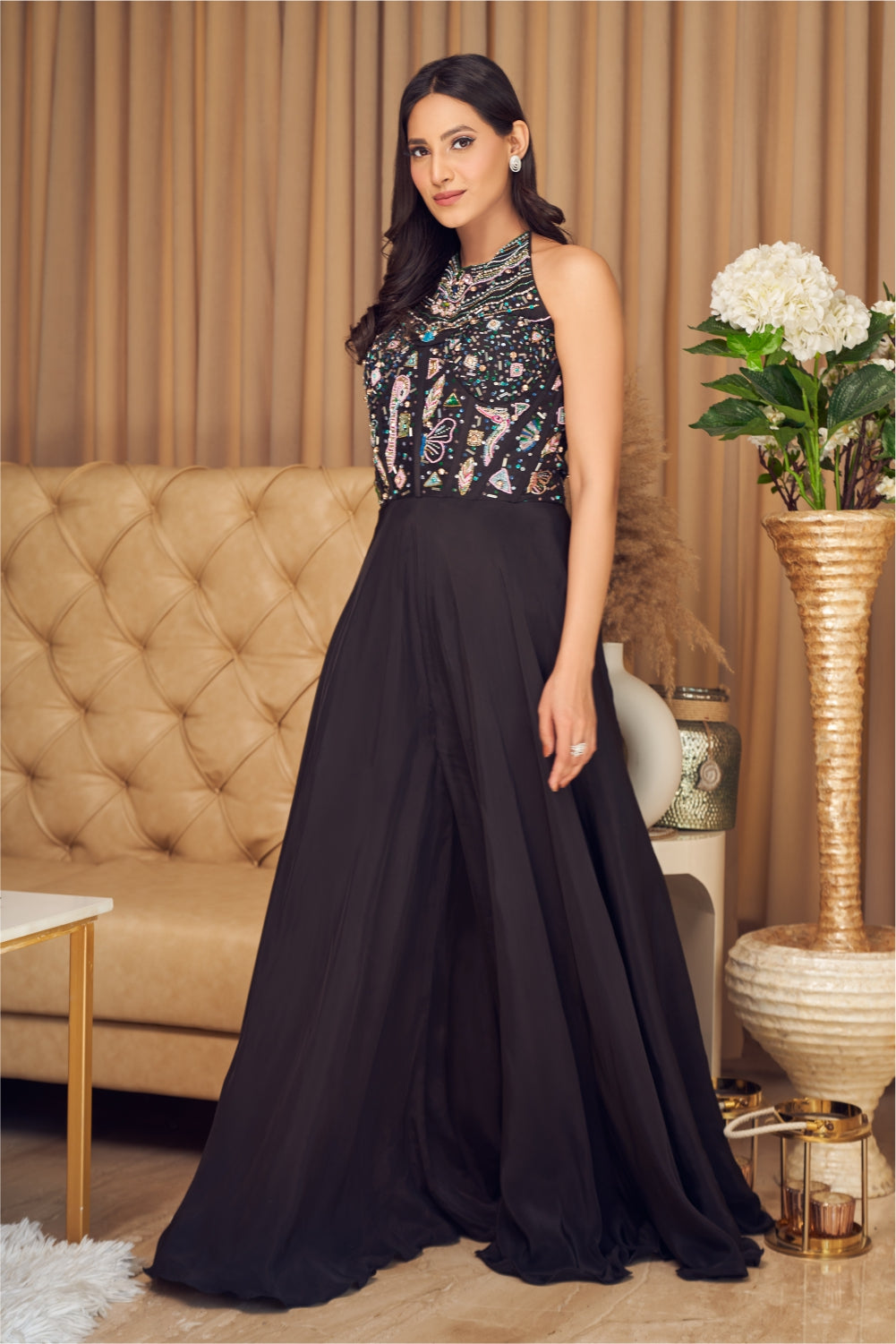 Black Jumpsuit with Embellished Front (7960722276598)