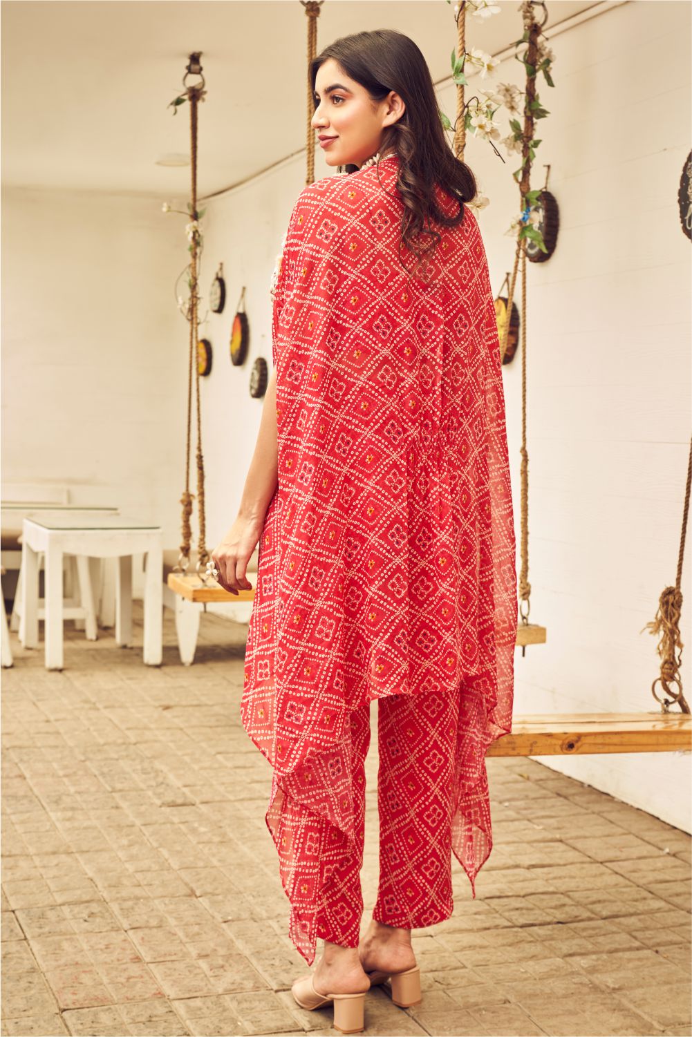 Boho Bandhej Shell Embellished Co-ord Set (8007392624886)