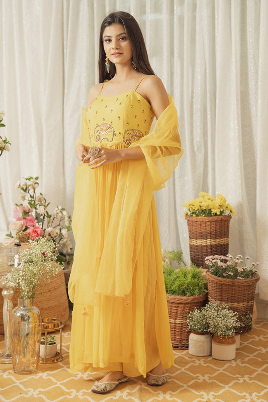 YELLOW ELEPHANT KURTA SET (6928883548343)