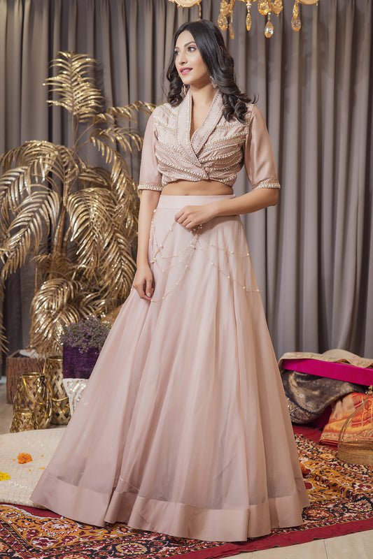 ROSEGOLD CROP TOP JACKET SET (6987832623287)