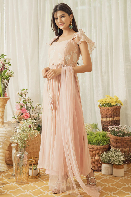 LIGHT PINK APPLIQUE KURTA SET (6927153266871)